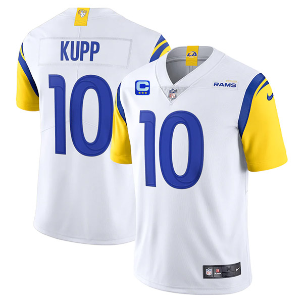 Men's Los Angeles Rams #10 Cooper Kupp 2022 White With 3-Star C Patch Vapor Limited Stitched Jersey